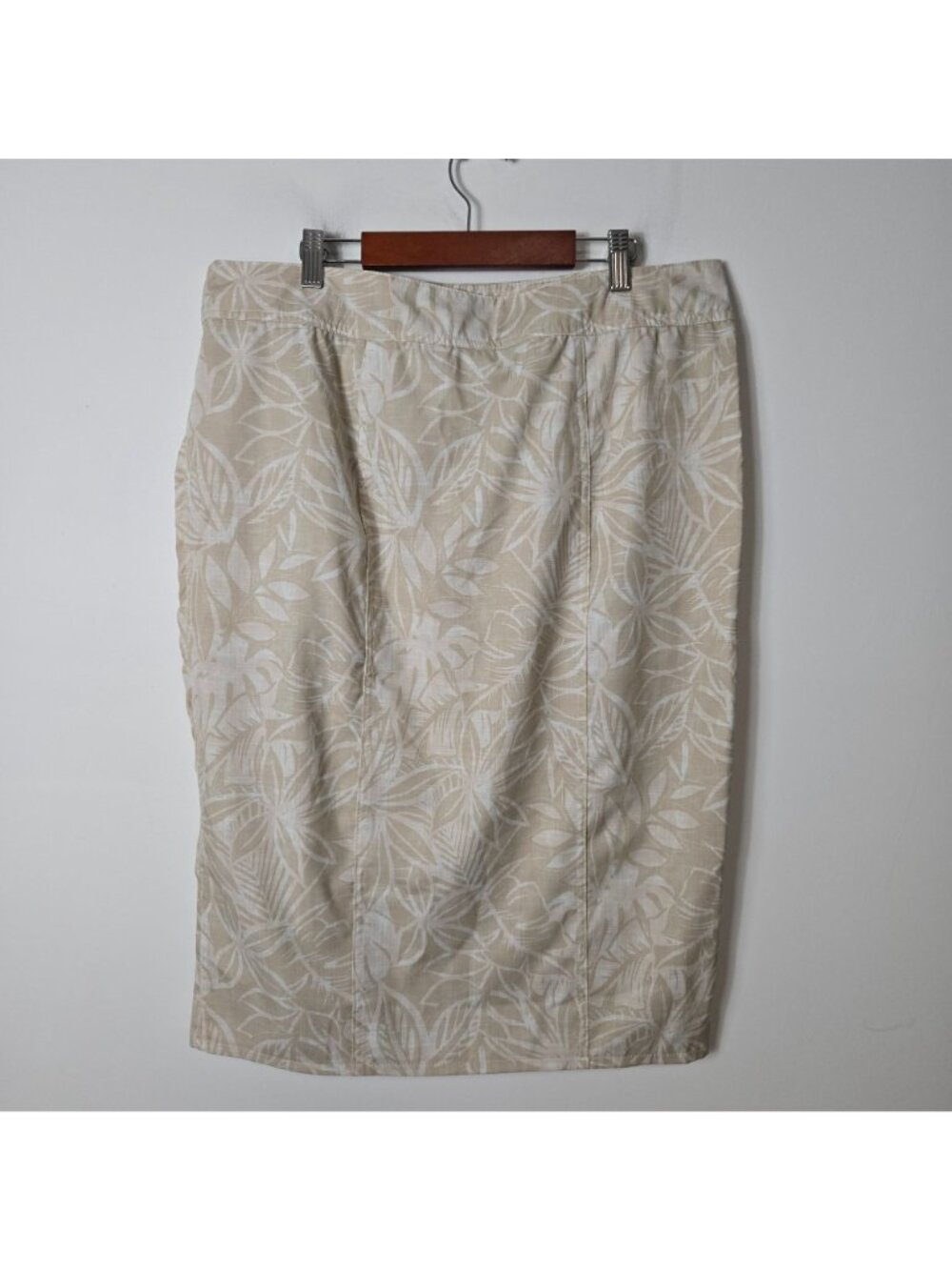 RipSkirt Size L Hawaii Wrap Skirt Floral Beige Tropical Palm Leaf Print Length 3 - Picture 3 of 6